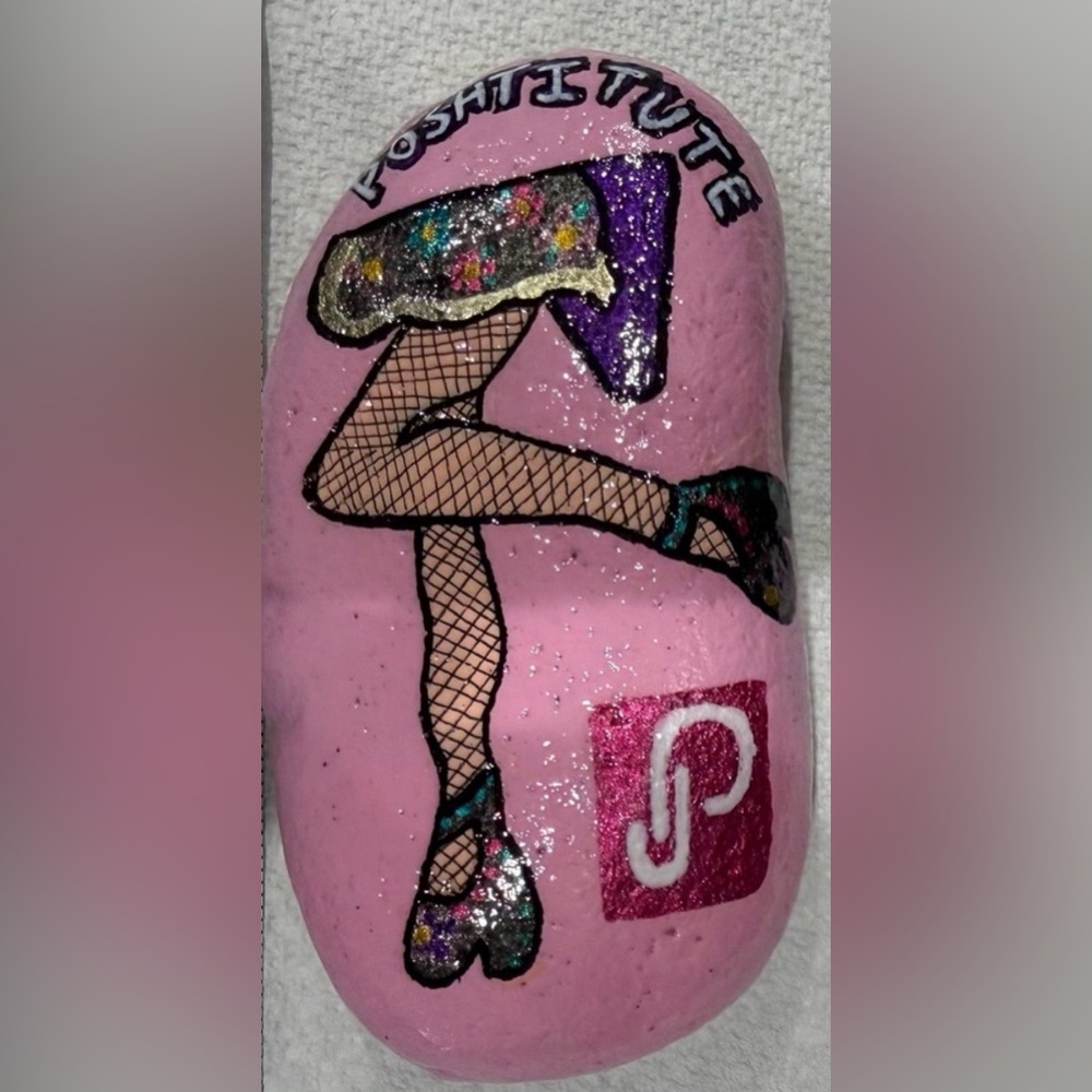 Hand Painted Rock in Poshmark “Poshtitute” Theme